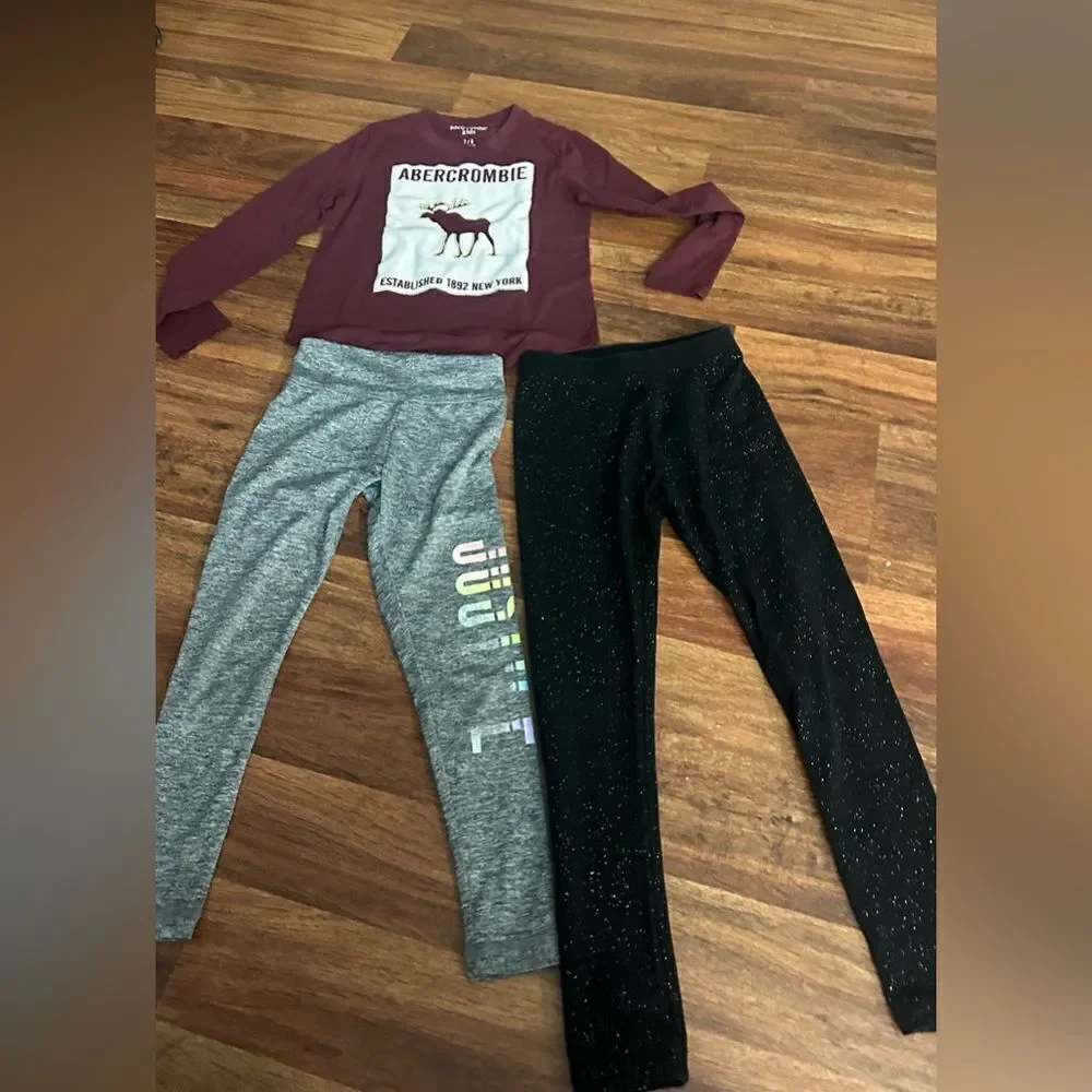 Abercrombie & Fitch Kids Gray and Black Leggings Set